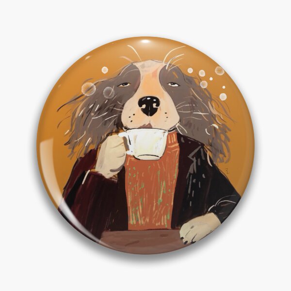 Item preview, Office dog sipping coffee designed and sold by 516 Studio.