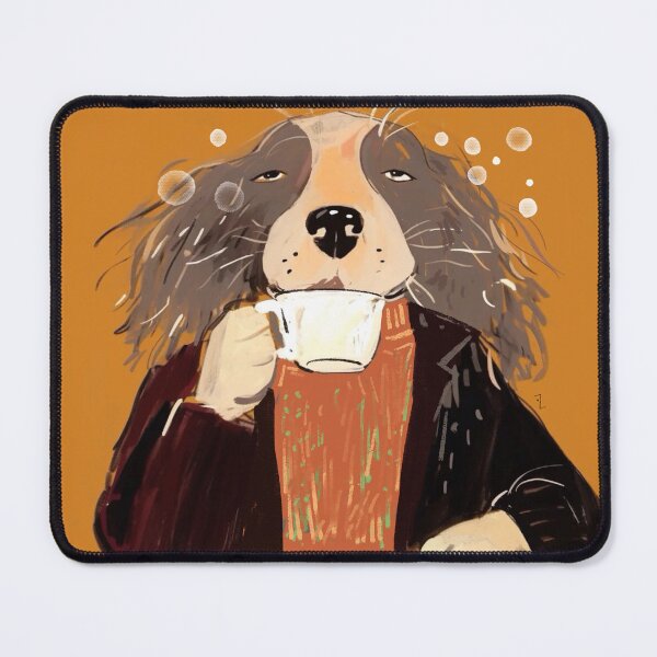 Item preview, Office dog sipping coffee designed and sold by 516 Studio.