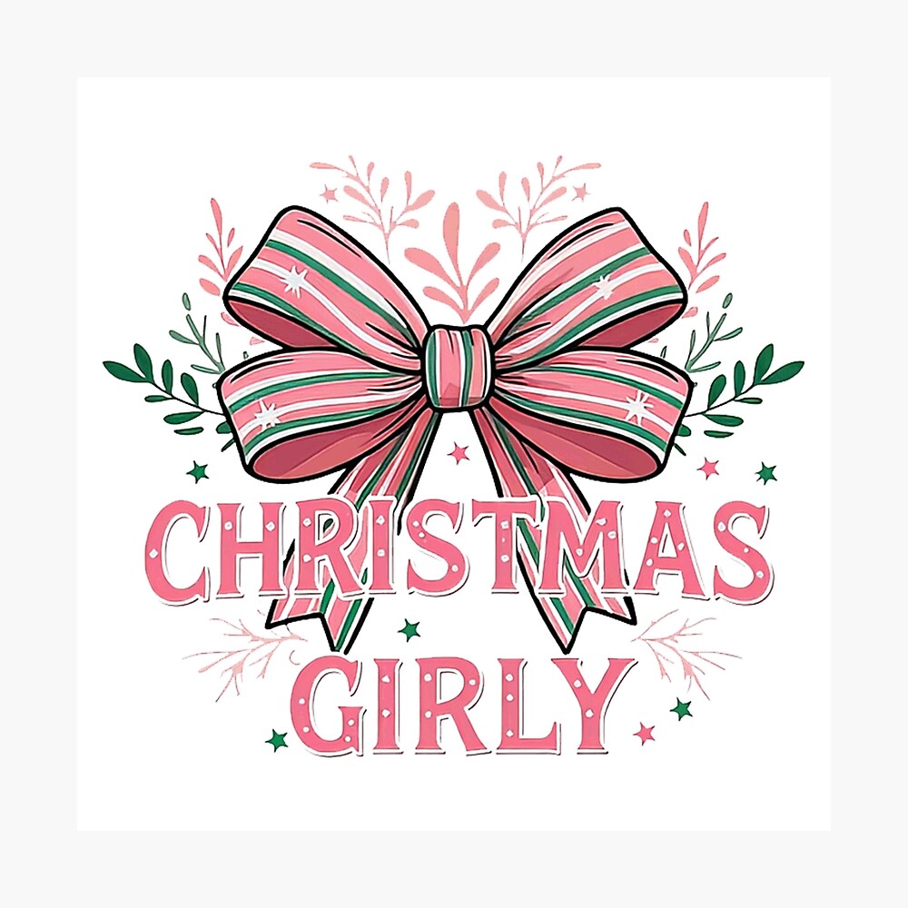 Pink christmas bow with gingerbread- coquettecore christmas girly  Poster