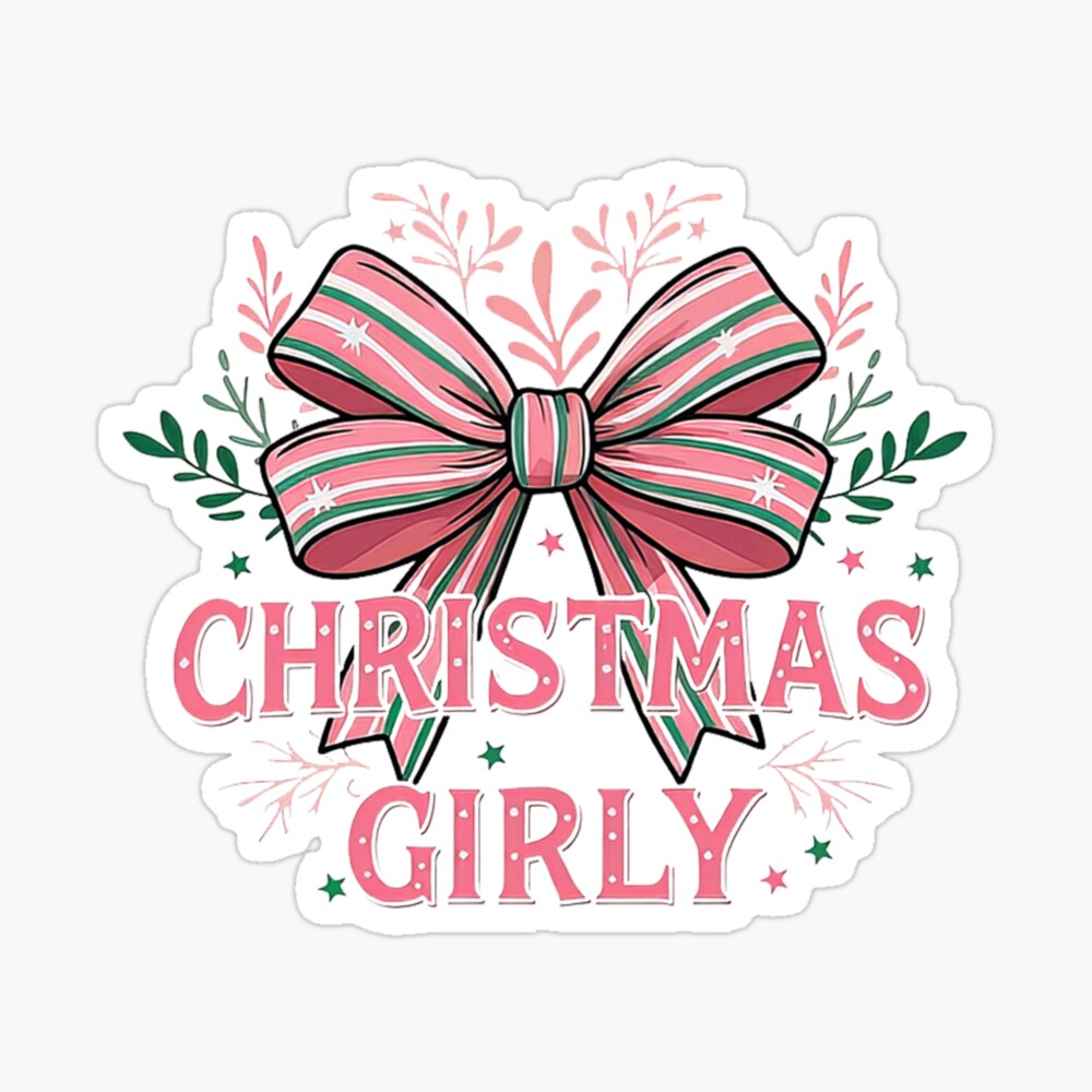 Pink christmas bow with gingerbread- coquettecore christmas girly  Poster