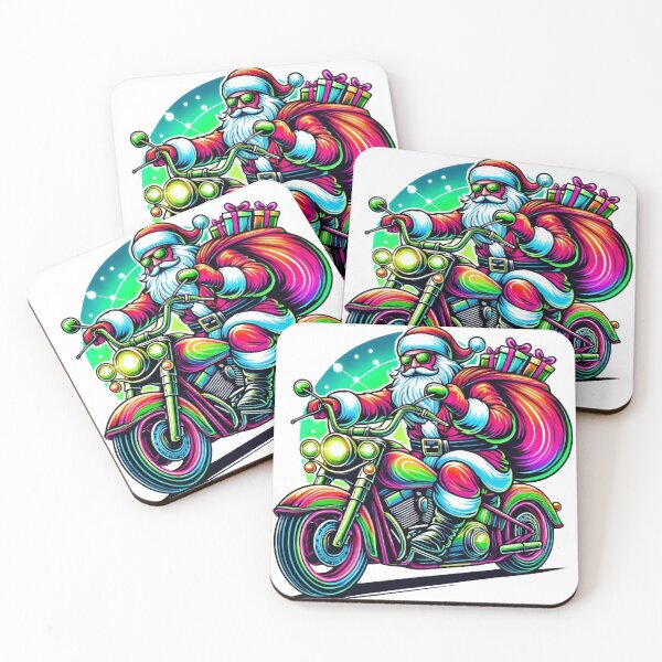 Item preview, Santa Biker Riding a Festive Motorcycle designed and sold by AIARTIST1.