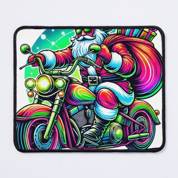 Item preview, Santa Biker Riding a Festive Motorcycle designed and sold by AIARTIST1.