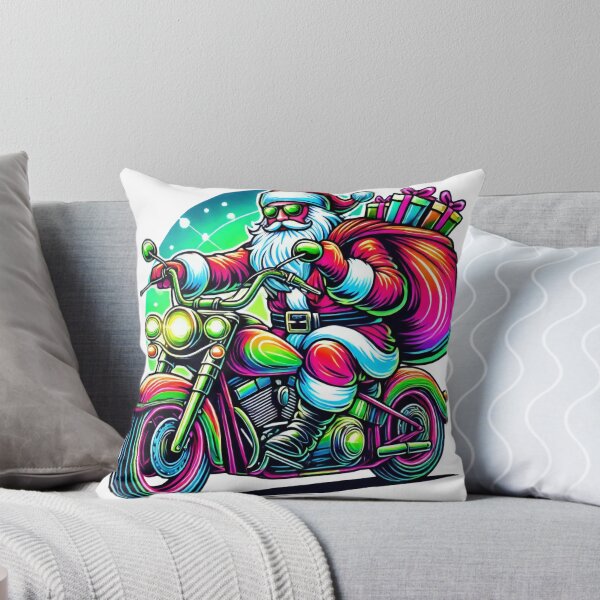 Item preview, Santa Biker Riding a Festive Motorcycle designed and sold by AIARTIST1.