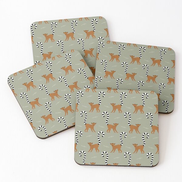 Item preview, Ringtailed lemurs on green designed and sold by reneesillus.