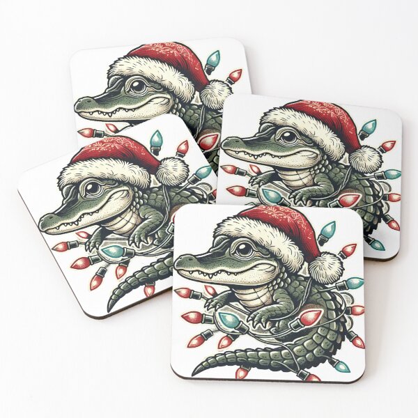 Item preview, Cute Alligator Wrapped in Christmas Lights designed and sold by AIARTIST1.