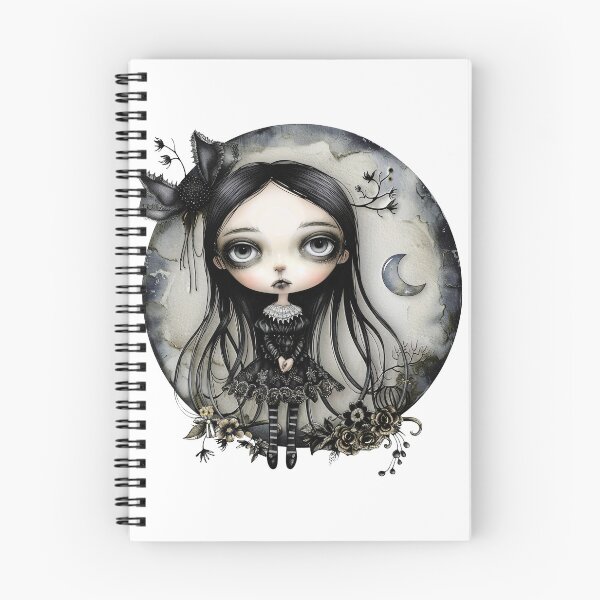 Item preview, Whimsical Goth Girls withbow and flowers designed and sold by Dominika Farkašová.