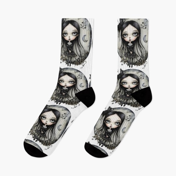 Item preview, Whimsical Goth Girls withbow and flowers designed and sold by Dominika Farkašová.