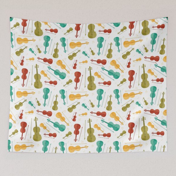 Item preview, Colourful violins on white designed and sold by reneesillus.