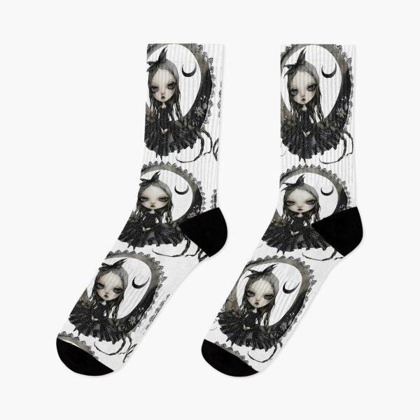 Item preview, Whimsical Goth Girls with lace background and butterfly designed and sold by Dominika Farkašová.