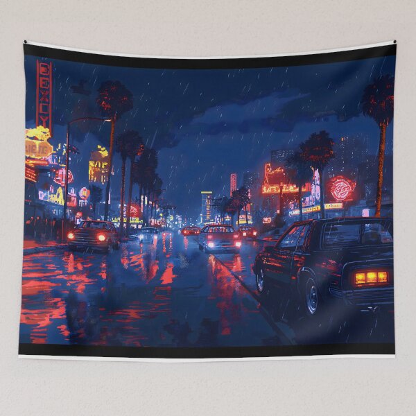 Item preview, Neon Nights: Rainy Retro City Drive designed and sold by GreenInkXpress.