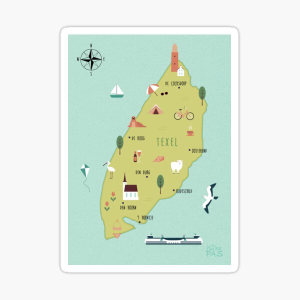 Item preview, Illustrated map of Texel designed and sold by ymkesinfogr.