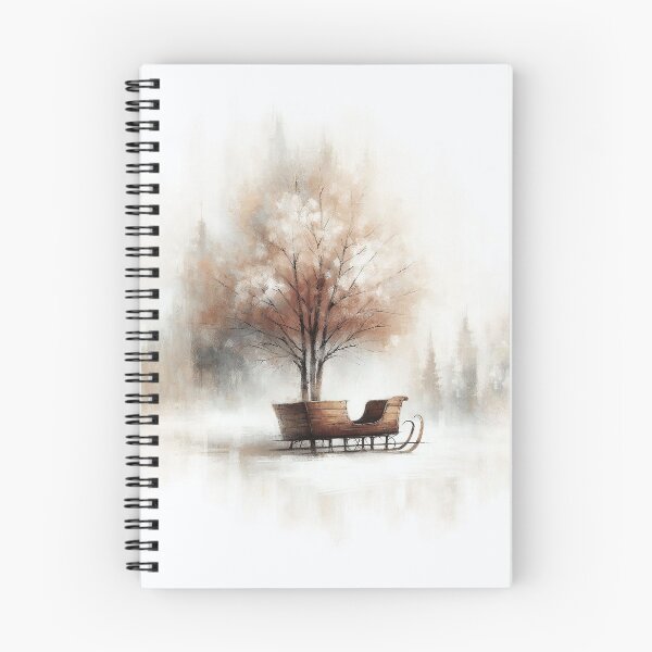 Item preview, Minimalist Wooden Sleigh in a Snowy Landscape designed and sold by MarinaFila.