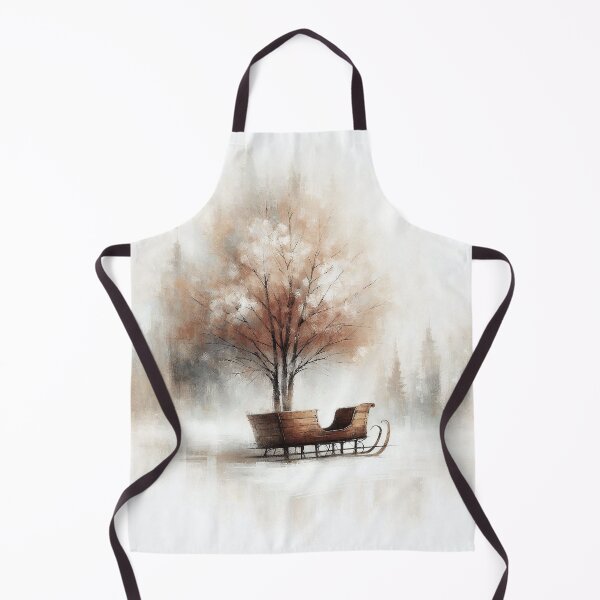 Item preview, Minimalist Wooden Sleigh in a Snowy Landscape designed and sold by MarinaFila.