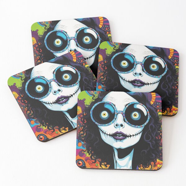 Item preview, Zombie lady with Glasses and Psychedelic colorful background designed and sold by ArtDesign-ZA.