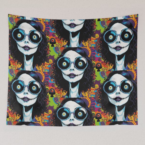 Item preview, Zombie lady with Glasses and Psychedelic colorful background designed and sold by ArtDesign-ZA.