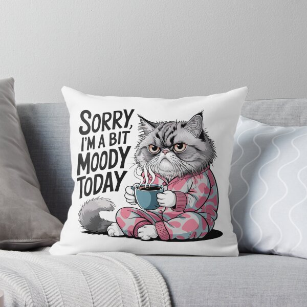 Item preview, Sorry I’m a Bit Moody Today, Cat drinking coffee designed and sold by RvinJo8.
