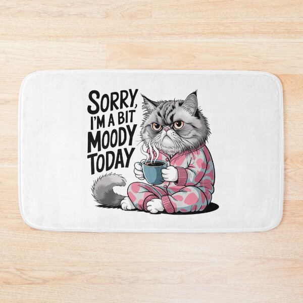 Item preview, Sorry I’m a Bit Moody Today, Cat drinking coffee designed and sold by PING 999 STUDIO.