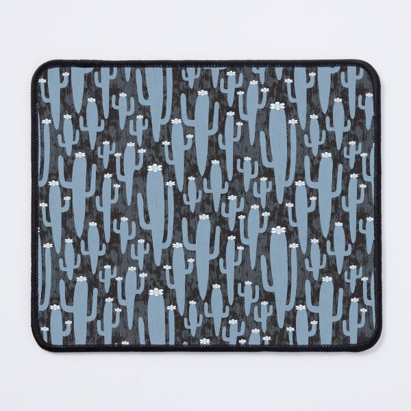 Item preview, Western americana - blooming Saguaros in blue on grey designed and sold by colorofmagic.