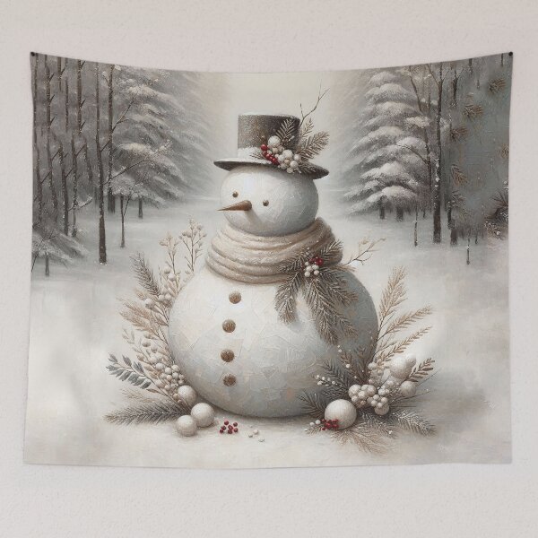 Item preview, Rustic Snowman with Elegant Winter Florals designed and sold by MarinaFila.