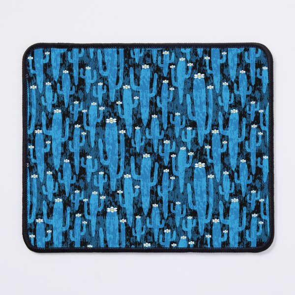 Item preview, Western americana - flowering saguaros in textured blue tones designed and sold by colorofmagic.