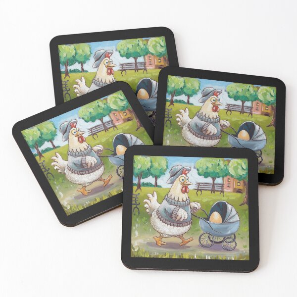 Item preview, Chicken Strolling with Egg - Fun Animal Illustration designed and sold by love3617.