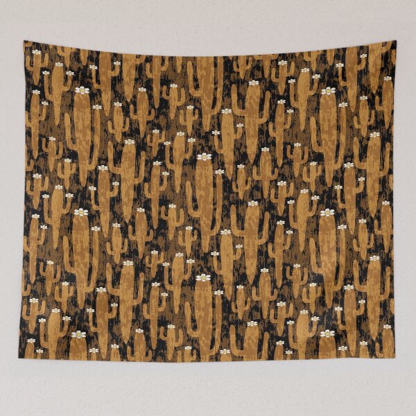 Item preview, Western americana - brown Saguaros with flowers designed and sold by colorofmagic.