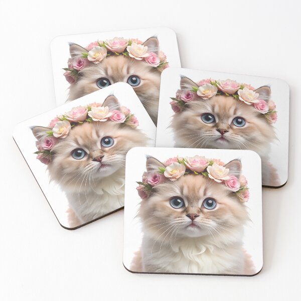 Item preview, Himalayan Kitten wearing floral crown designed and sold by LazyOwlStore.