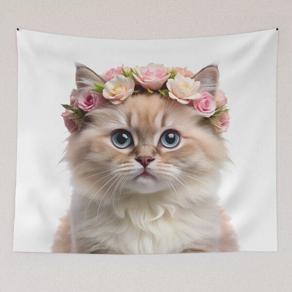 Item preview, Himalayan Kitten wearing floral crown designed and sold by LazyOwlStore.