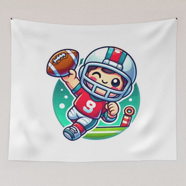 Item preview, Adorable Football Player Scores a Touchdown - Cute End Zone Sports designed and sold by Jasava Shop.