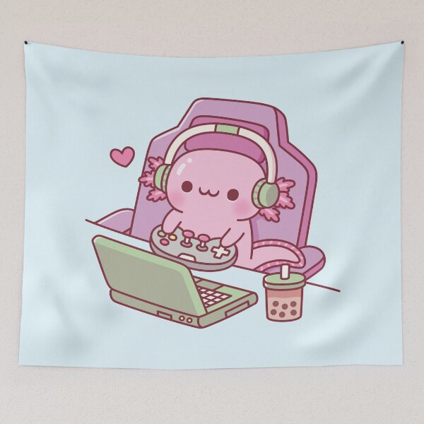 Item preview, Cute Axolotl Gaming On Laptop Funny designed and sold by rustydoodle.