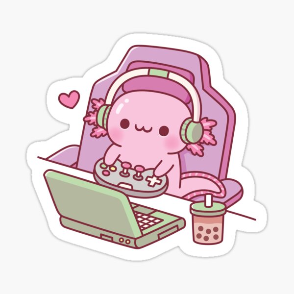 Item preview, Cute Axolotl Gaming On Laptop Funny designed and sold by rustydoodle.