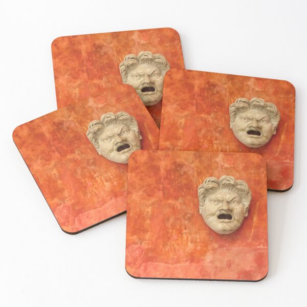 Item preview, Angry stone face of white man on orange background designed and sold by Photopat.