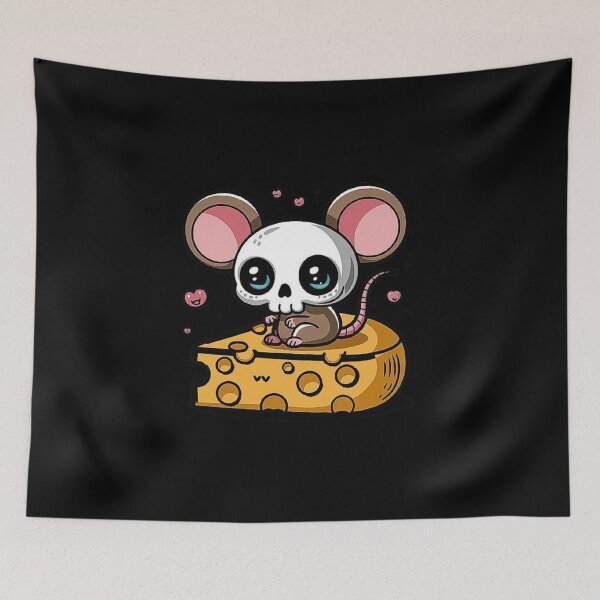 Item preview, Cartoon Mouse with Skull Mask Sitting on Cheese Design designed and sold by love3617.