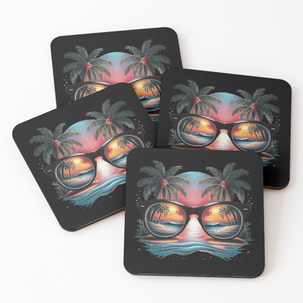Item preview, Beach Sunset Reflected in Sunglasses Tropical Art designed and sold by love3617.