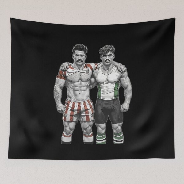 Item preview, 1940s Sports Jocks Boys Together Gay Pride Graphic Design designed and sold by ItsAKinkThing.