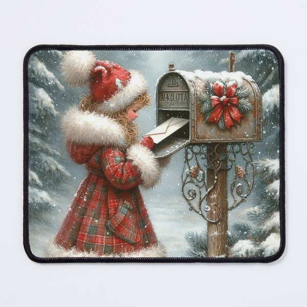 Item preview, Little Girl Mailing a Letter in a Winter Wonderland designed and sold by MarinaFila.
