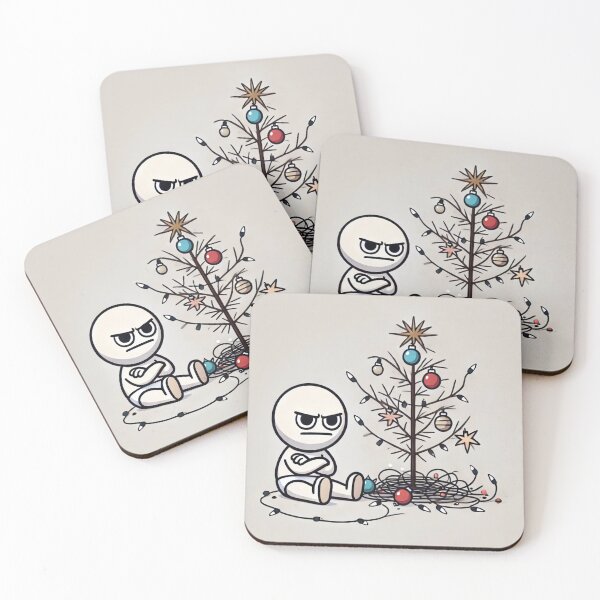 Item preview, Frustrated Holiday Cartoon with Tangled Lights designed and sold by dagzzzol.