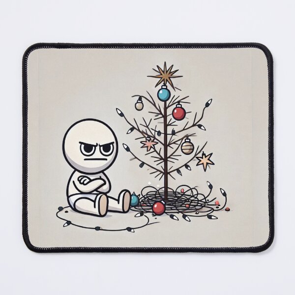 Item preview, Frustrated Holiday Cartoon with Tangled Lights designed and sold by dagzzzol.