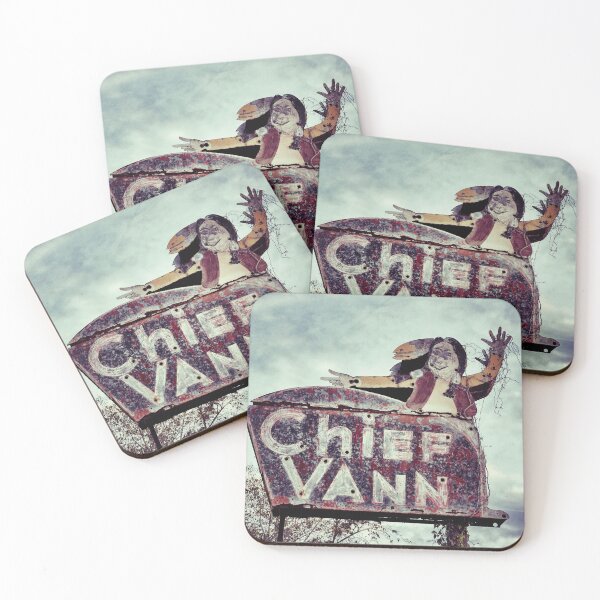 Item preview, Vintage Chief Vann Motel Sign Art Print - Retro Red and Blue Americana designed and sold by FraireDesign.