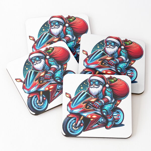 Item preview, Santa Riding Neon Motorcycle Christmas Design designed and sold by lubushop1.