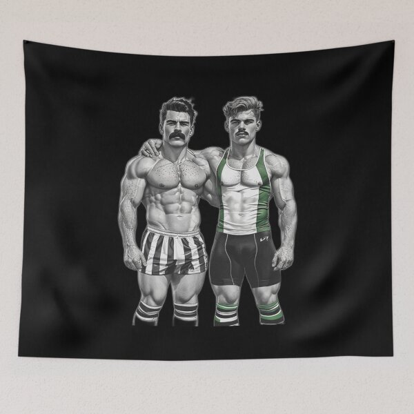 Item preview, 1940s Sports Wrestlers Gay Pride Graphic Design designed and sold by ItsAKinkThing.