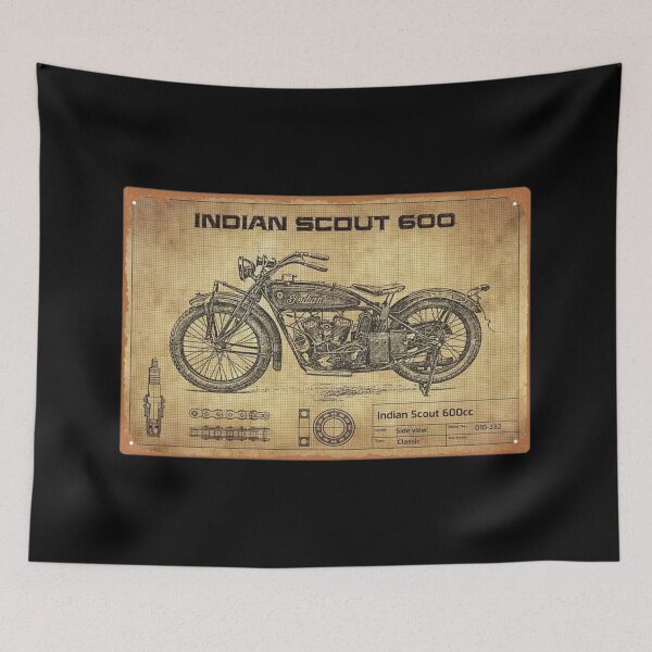 Item preview, Vintage Indian Scout 600cc Motorcycle Sign designed and sold by FutureTraveller.