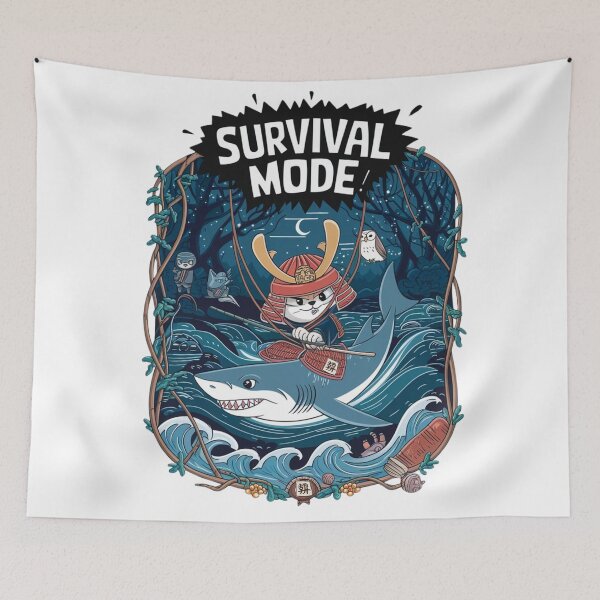 Item preview, Jungle Adventure Cat Shark, Survival Mode CLASSIC T-SHIRT designed and sold by inkfluenceart.