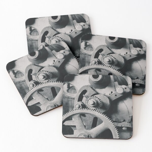 Item preview, Black and White Rail Yard Machine Gears Art Print - Timeless Industrial Style designed and sold by FraireDesign.