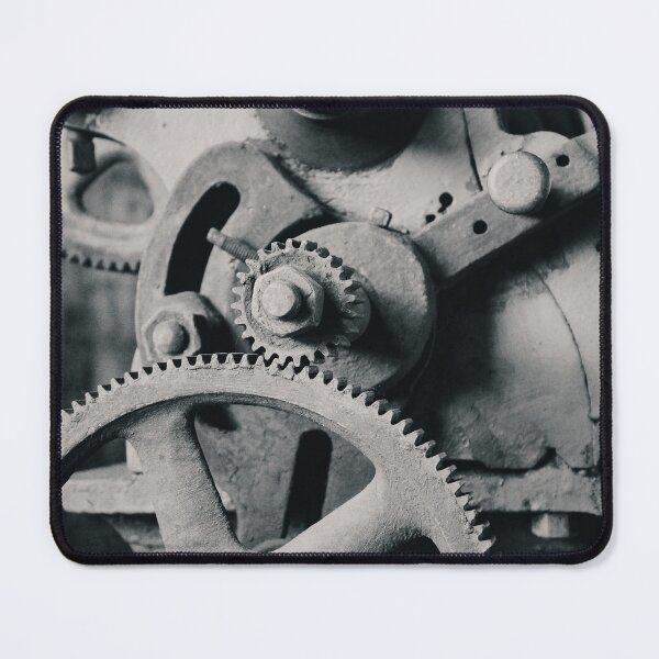 Item preview, Black and White Rail Yard Machine Gears Art Print - Timeless Industrial Style designed and sold by FraireDesign.