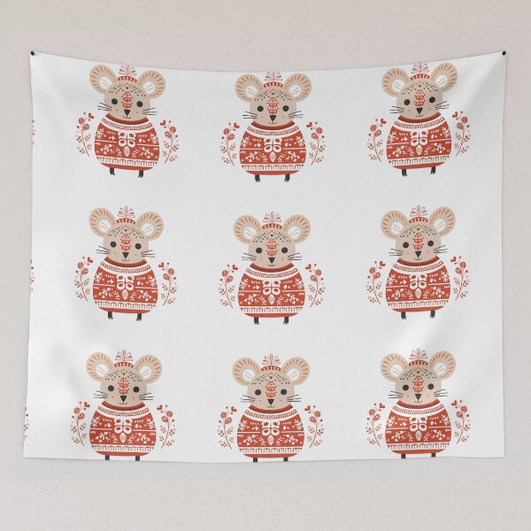 Item preview, Scandinavian Folk Mouse – Folk Art Christmas designed and sold by PrettyBananas.