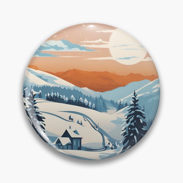 Item preview, "Winter Magic Landscape" – Snowy Trees, Majestic Mountains & Cozy Cottage, funn, gifts, santa. winter,  designed and sold by Ewelina  Niemiec.