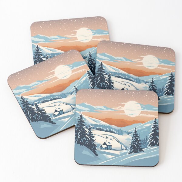 Item preview, "Winter Magic Landscape" – Snowy Trees, Majestic Mountains & Cozy Cottage, funn, gifts, santa. winter,  designed and sold by Ewelina  Niemiec.