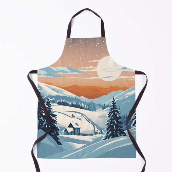 Item preview, "Winter Magic Landscape" – Snowy Trees, Majestic Mountains & Cozy Cottage, funn, gifts, santa. winter, designed and sold by Ewelina Niemiec.