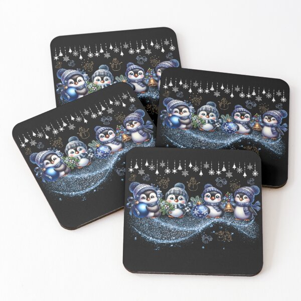 Item preview, Cute Christmas Penguins Blue designed and sold by MadCatPrints.